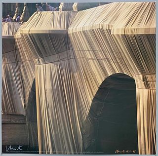 CHRISTO 'Ponte Neuf Empaquette-Small - 1985', HAND SIGNED OFFSET LITHOGRAPH