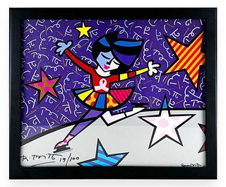 Romero Britto "Golden Moment Ice Skater" 2011, Signed & numbered