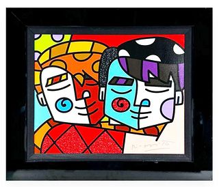 Romero Britto "Brothers" Mixed Media on canvas 2010, signed & numbered