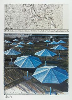 Christo 'The Umbrellas, Joint Project for Japan and the U.S.A. (Blue), 1987' Hand signed