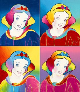 Peter Max Walt Disney Snow White Suite 4 Color Silkscreen Set Hand Signed & numbered, Framed