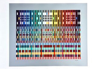 YAACOV AGAM 'THE BLESSING' (dark)' SERIGRAPH, SIGNED & NUMBERED, PUBLISHER COA