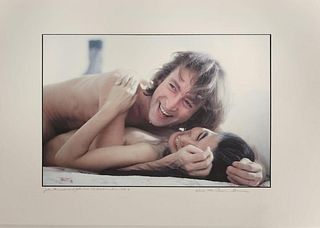 Allan Tannenbaum, John and Yoko Kimonos Bed Laugh, NYC, 1980, Inkjet