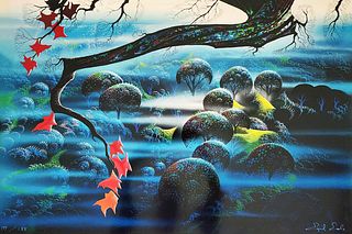 Eyvind Earle 'Valley of Mystery' 1973, Hand signed Limited Edition Serigraph