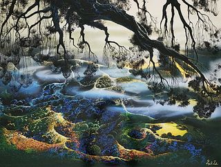 Eyvind Earle 'Fog Passes By' 2000 signed & numbered Serigraph