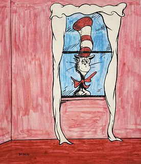 DR. SEUSS 'THE CAT 60TH ANNIVERSARY' 2017, Signed & numbered Mixed-Media Pigment Print, Rare sold