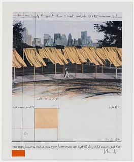 Christo 'The Gates-Central Park - 1986', Hand signed Offset Lithograph