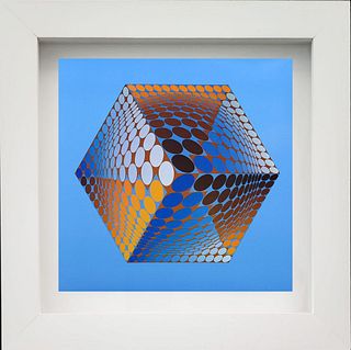 Victor Vasarely - "Tupa-3, 1972" Monograph on paper, Framed