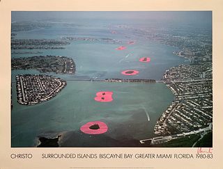 CHRISTO 'Surrounded Islands Biscayne Bay - 1983', HAND SIGNED OFFSET LITHOGRAPH