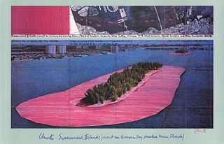 CHRISTO 'Surrounded Islands-Horizontal - 1982', HAND SIGNED OFFSET LITHOGRAPH