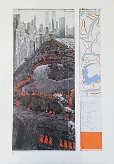 CHRISTO 'The Gates XXXVII - 2004', HAND SIGNED OFFSET LITHOGRAPH