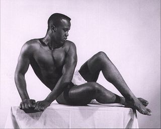 Bruce Bellas of Los Angeles Black Nude Male, 1950s - 7.5"x6"