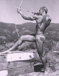 Bruce Bellas of Los Angeles Male Nude Archer , 1950s - 7.5"x9.5"