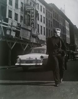 Dennis Stock, James Dean with car, NYC