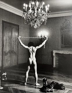 Helmut Newton, Nude Lisa Lyon Chains Fashion, 1980
