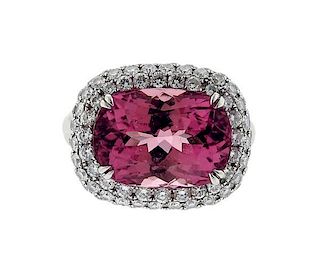 18K Gold Diamond Pink Tourmaline Ring