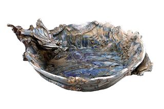 Art Pottery Abstracted Bowl in Blues.
