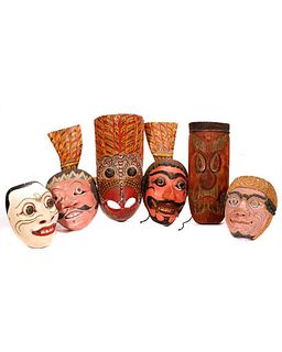 Six Balinese Masks, 20th Century.