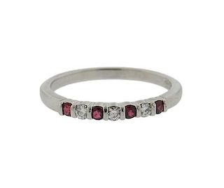 Tiffany &amp; Co Platinum Diamond Ruby 7 Stone Ring