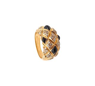 Chaumet Paris Quilted Cocktail Ring In 18Kt Gold With 1.72 Ctw Diamonds And Onyx