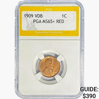 1909 VDB Wheat Cent PGA MS65+ RED