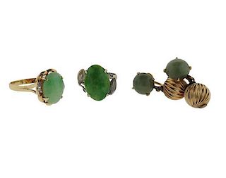 14k Gold Jade Jewelry Lot