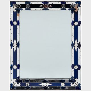 Venetian Cobalt and Clear Glass Mirror