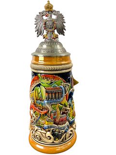 Deutschland Limited Edition Lidded Ceramic Beer Stein by Zoller & Born Made in Germany COA