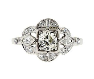 Art Deco Platinum 0.75ct Diamond Engagement Ring