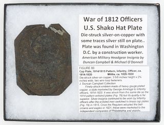 UNITED STATES WAR OF 1812 ERA CAP PLATE