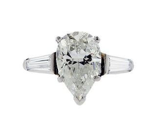 Platinum 3.58ct Pear Diamond Engagement Ring
