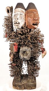 Nkisi Power Figure with Two Heads, Bakongo People, DR Congo/Zaire