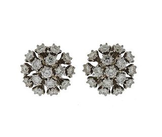 Tiffany &amp; Co Platinum Diamond Cluster Earrings