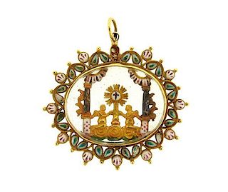 Spanish 17th Century Antique Gold Devotional Pendant