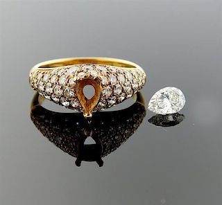 Cartier 18k Gold GIA 0.56ct VVS2 F Pear Diamond Ring