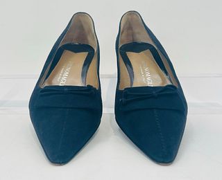 Dark Blue Suede Pumps Size 7 1/2 B, Made in Italy by Bruno Magli