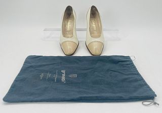 Beige and Tan Leather Pumps Size 7 1/2 M, Made in Italy by Gravati for Neiman Marcus
