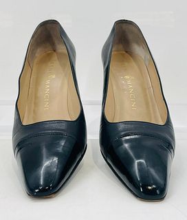Black Leather Pumps Size 38, Made in France by Rene Mancini