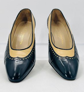 Two Tone Leather Pumps Size 7 1/2 M, Made in Italy by Silvia Fiorentina
