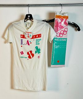 1984 Los Angeles Olympics Staff Shirt with Opening Ceremonies Sign in Original Bag
