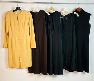 Set of 5 Vintage Dresses of Various Designers Including Claude Montana