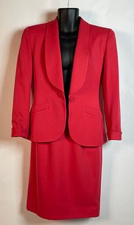 Christian Dior Red 2-piece Suit Size 4c, Made in the USA