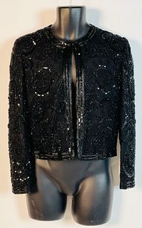 Vintage Neiman Marcus Black Sequin Jacket Size Small