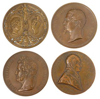 (4) FRENCH BRONZE MEDALS 19TH C.