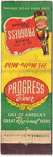 1945 Progress Beer 113mm OK-PROG-1 Match Cover Oklahoma City Oklahoma