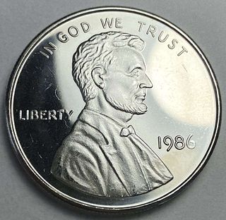 1986 Lincoln Cent Design 1 ozt Proof .999 Silver