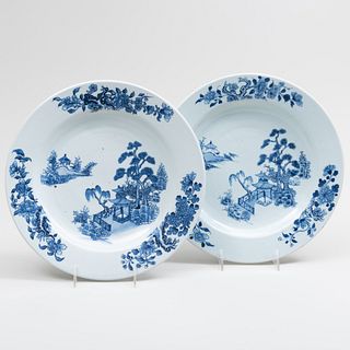 Pair of Chinese Blue and White Porcelain Chargers