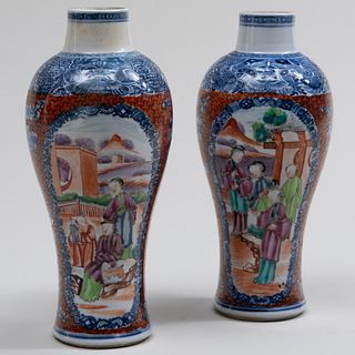 Pair of Mandarin Palette Baluster Vases