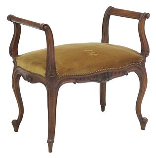 FRENCH LOUIS XV STYLE UPHOLSTERED BENCH