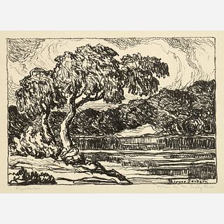 Birger Sandzen "Willows by the Smoky River" (1922 Lithograph)